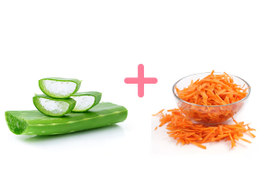 Natural skincare blend of carrot pulp and aloe vera gel for skin healing