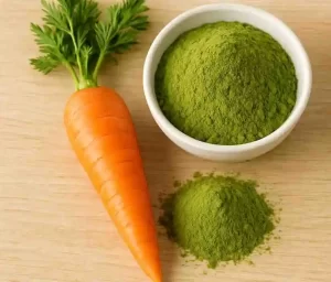 Herbal green-orange paste combining carrot and matcha for gentle care