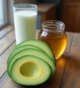 Milk, honey and ripe avocado whipped into a pastel green paste targeting dark spots.