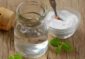 Sea salt rinse in a glass for daily gum cleansing