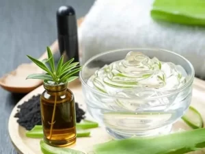 Charcoal and tea tree infused gel targets acne-prone areas.