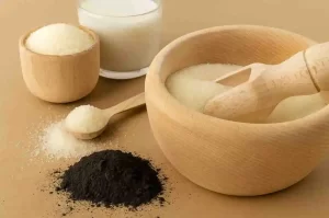 DIY charcoal face mask peel‑off mix with gelatin removing blackheads.