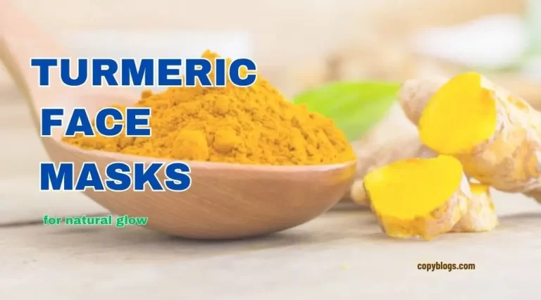 Natural turmeric face mask with brush and glowing skin ingredients.