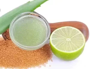 A textured mix of brown sugar, aloe vera, and lemon for facial exfoliation.