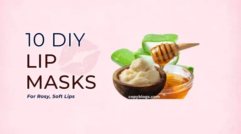 Natural lip masks banner with honey, aloe vera, and shea butter.