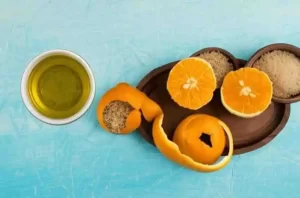 Orange peel powder used as a lip scrub.