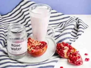 Pomegranate juice applied with cotton to lips.