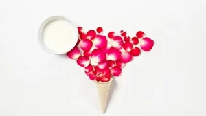 Rose petals soaked in milk for lip remedy.