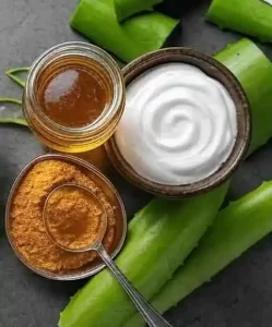 Turmeric face mask for sun-damaged skin and premature aging.