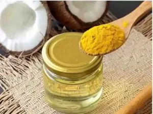 Turmeric oil mix applied to vitiligo patches as traditional support.