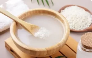 Skin benefits of rice water including brightening, toning, and hydration.