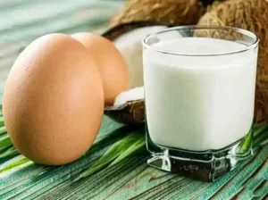 Egg white and coconut milk natural hair fall remedy.