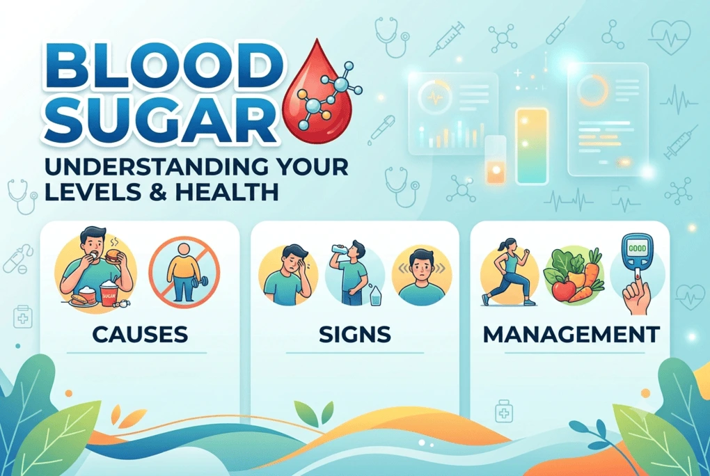 Graphic guide on blood sugar causes, signs, and manage